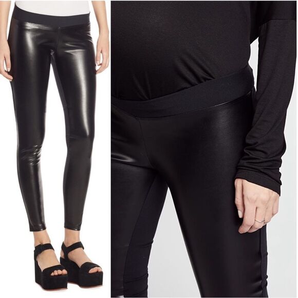 Hatch Night Out Faux Leather Maternity Leggings Black Size Small - Picture 1 of 9